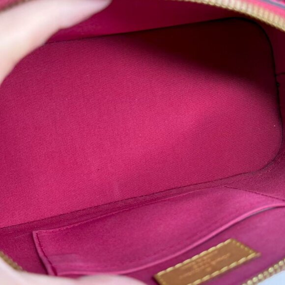 Louis Vuitton Vernis Red Alma BB Shoulder Bag With Classic Monogram Pattern - Picture 10 of 10